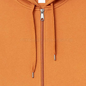<b>Men's</b> <b>Orange</b> Hooded Zip-Up <b>Sweatshirt</b> Regular Fit Cotton Fleece Casual Style Front Logo Print Autumn Wear - Product Image 3