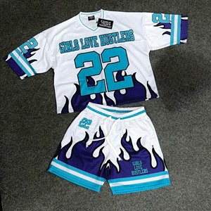 Conjunto de camiseta y pantalones cortos deportivos de verano para hombre, personalizados, de secado rápido, de malla, transpirables, informales, deportivos. - Product Image 3