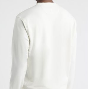 Mens Off White Crewneck Sweatshirt V Notch Long Sleeves Fleece Pullover <b>Jumper</b> Heavyweight Cotton Streetwear Casual <b>Warm</b> Apparel - Product Image 3