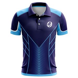 Maillot de cricket bleu marine pour homme, col polo, chemise de sport légère, uniforme d'équipe athlétique, respirant, pour l'entraînement et les matchs - Product Image 1
