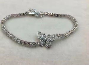 Round Shape Diamond Bracelet Minimalist White Gold Stackable Bracelet Romantic Anniversary <b>Gift</b> for Wife for Parties - Product Image 4