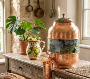 Wholesale Best Quality Eco-Friendly Copper <b>Water</b> Dispenser Custom Handmade Honey Dotted Design Home Office Outdoor Use Cold - Product Image 5