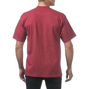 T-shirts pour hommes en coton couleur bordeaux à manches courtes, coupe classique, respirants, pour l'été, style décontracté, personnalisables, avec bordure contrastante - Product Image 5