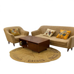 Alfombra multifuncional vintage de jacinto de agua tejida a mano, ecológica y económica, con asa cómoda para la sala de estar. - Product Image 1