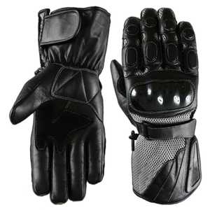 Guantes de Motocicleta de Cuero con Pantalla Táctil, Largos hasta la Muñeca, Transpirables, Ecológicos, para Uso en las Cuatro Estaciones, Negros, Protección Completa para los Dedos - Product Image 1