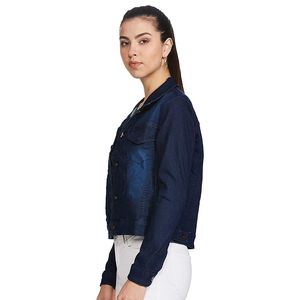 Veste en jean bleue personnalisée pour femme, tendance, coupe oversize longue matelassée, automne, ajustée, rembourrée en coton, ornée de perles, prix raisonnable - Product Image 5