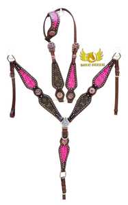 Ensemble d'équipement équestre en cuir rose de qualité supérieure, léger, durable, designs tendance, modèles saisonniers prêts à être expédiés - Product Image 4