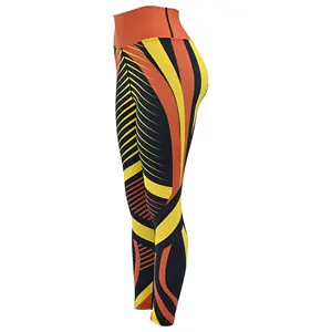 ODM özel kadın spor tayt sıkı süblimasyon baskılı pantolon Seamed Spandex/Polyester XL boyutu spor ve spor için