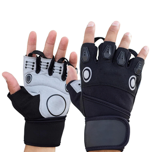 Reinforced Leather Palm Half Finger Design Adjustable Wrist Support Gym fitness <b>Gloves</b> Professional Weightlifting <b>Gloves</b> - Product Image 5