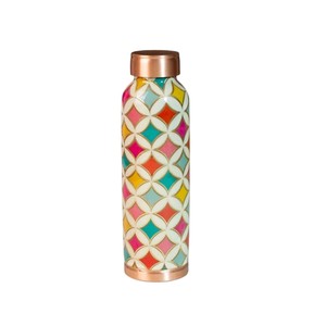 Bouteille d'eau en cuivre pur à motif cactus avec bouchon en cuivre anti-fuite, gourde métallique réutilisable écologique pour l'hydratation quotidienne et les cadeaux - Product Image 6