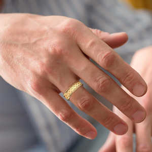 Bague tournante en or avec accent diamant, bande creuse, bijoux de mariage unisexe - Product Image 4