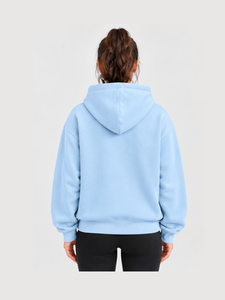 OEM ODM Custom Graphics Hoodie <b>Men</b> Manufacturer Pastel <b>Blue</b> Fleece Arch Letter Printed Sweatshirt Streetwear Outerwear Hoodies - Product Image 6