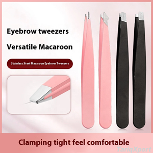 Pinzas de Cejas Profesionales de Acero Inoxidable Duraderas al por Mayor de Fábrica, Juego de Pinzas para Cejas con Logotipo Personalizado, Modernas, Planas y Inclinadas - Product Image 4