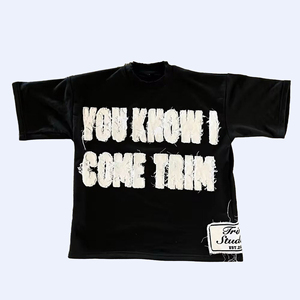 เสื้อยืดทรงบ็อกซี่โอเวอร์ไซส์ ปักลายแบบดิสเทรส ปักลายแพทช์แบบสั่งทำ เสื้อยืดดิสเทรส เสื้อยืดวินเทจแบบครอป - Product Image 5