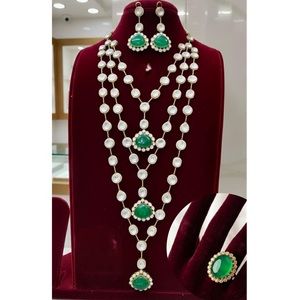 Elegante conjunto de collar largo y pendientes chapados en oro de calidad premium con moissanita auténtica para mujer, colección para bodas. - Product Image 1