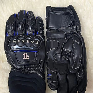 Guantes de Motociclismo de Cuero Negros con Protección de Nudillos de Carbono, Transpirables y con Agarre para Pista y Calle - Product Image 1