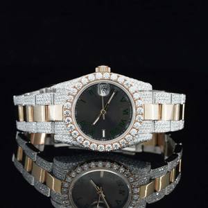 Reloj de Pulsera para Hombre de Diseño Premium, Último Modelo, Completamente Adornado con Diamantes Moissanite, Estilo Hip Hop, Esfera Verde, Números Romanos - Product Image 1