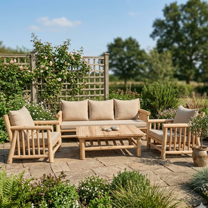 Muebles de Indonesia, Juego de Sofás Modernos para Exteriores, Uso en Exteriores, Madera de Teca Sólida, Diseño Natural y Confortable para Jardín - Product Image 3