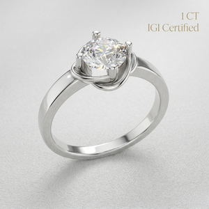 Anillo de Compromiso con Diamante Cultivado en Laboratorio de 1 Ct, Certificado IGI, Corte Medio Biselado, Oro de 9K, 14K, 18K, Minimalista, Solitario, Regalo de Boda para Mujer - Product Image 1