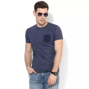 Camiseta de Cuello Redondo Azul Marino para Hombre con Diseño Clásico Ajustado, 100% Algodón Tejido, Transpirable y Elegante - Product Image 2