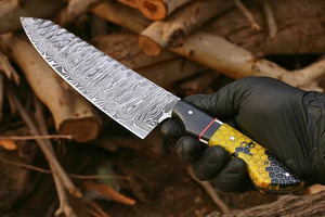 Cuchillo de chef de acero de Damasco con mango de resina de nido de abeja y separador rojo, para cocina, cuchillería, tallado, rebanado y deshuesado, venta al por mayor B2B OEM - Product Image 6