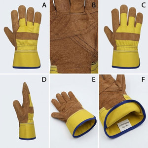Gants de sécurité en cuir de vachette pleine fleur résistants aux chocs avec dos en tissu de coton, manchette caoutchoutée industrielle et doublure en polaire - Product Image 3
