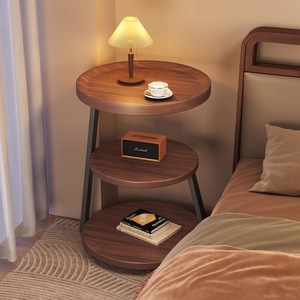 Modern 3-Tier Walnut <b>Side</b> <b>Table</b> <b>with</b> 60cm Height and Open <b>Storage</b> <b>for</b> <b>Living</b> <b>Room</b> and Bedroom - Product Image 1