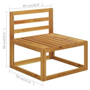 Canapé central en bois d'acacia massif gris foncé, meubles de jardin durables - Product Image 6
