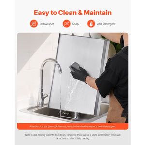 Plancha de Acero Inoxidable Universal de 23x16 Pulgadas, Plancha Teppanyaki Portátil, Plancha para Asar a la Parrilla, Plancha Teppanyaki para Gas - Product Image 4