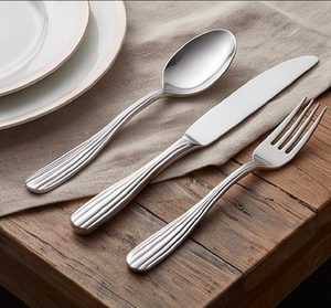 Ensemble de couverts minimalistes en métal avec finition miroir haute brillance, compatible lave-vaisselle, pour les occasions de mariage, la maison et l'hôtellerie - Product Image 5