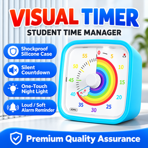 Temporizador Visual de Plástico de 60 Minutos con Cronógrafo y Alarma para Estudiantes, Diseño Cuadrado, Fácil de Usar - Product Image 1