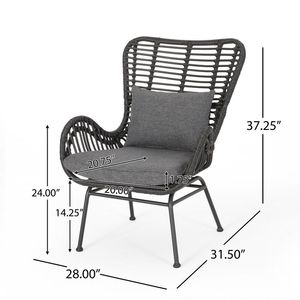 Set di 2 Sedie Club da Esterno in Vimini Grigio e Grigio Scuro con Cuscini per Uso in Giardino - Product Image 3