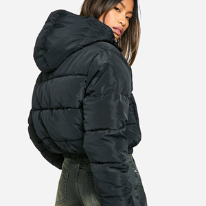 Custom Women Warm Down Jacket <b>Winter</b> Padding Puffer Jacket Custom <b>Quilted</b> Zip Short Crop Coat Ladies Puff Down Jacket - Product Image 2