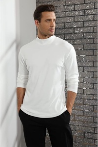 Pull à col roulé en tricot noir uni pour homme, manches longues, vêtements d'hiver - Product Image 6
