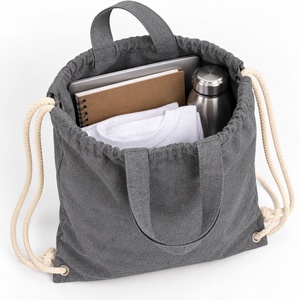 Wholesale Cotton Canvas <b>Tote</b> Backpack Dual-Use Drawstring Shopping <b>Bag</b> Custom Logo Backpack Daily Use Shopping <b>Bag</b> - Product Image 3
