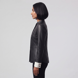 Women's Leather <b>Shirt</b> with Front Buttons Ladies Genuine Leather Fashion <b>Shirt</b> Girls Long Sleeve PU Cowhide <b>Shirt</b> - Product Image 3