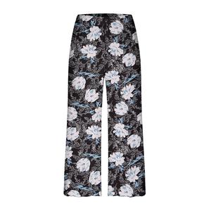 Pantalon large à fleurs pour femme, taille mi-haute, élastique, respirant, coupe ample, longueur trois-quarts, en polyester, style décontracté d'été, imprimé - Product Image 3