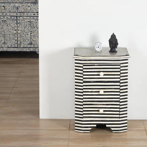 Mesa de Cajones con Incrustaciones de Hueso de ILAHI, Diseño Moderno con Detalles de Ágata, Almacenamiento de Tres Niveles, Mueble Portátil para el Hogar - Product Image 1