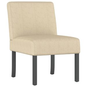 Fauteuil en tissu crème à 4 pieds, dossier solide, style moderne pour salon - Product Image 2