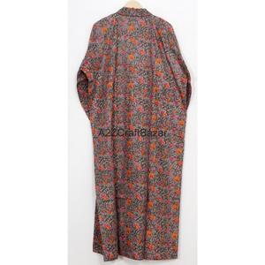 Chemise de nuit sexy pour femmes, imprimé floral, 100% coton, col en V, fermeture à cordon, longueur intégrale, manches trois-quarts - Product Image 4