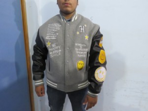 Custom Wholesale Blank <b>Fleece</b> Varsity Jacket Men Slim Fit Streetwear Letterman Jacket Casual Striped Trim Unisex Baseball Jacket - Product Image 5