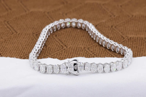 Luxury Moissanite Oval Tennis Bracelet Iced Out Prong <b>Set</b> Link Bracelet Silver Finish Elegant Sparkling Jewelry Gift - Product Image 5