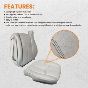 4X Front Gray Leather Seat Cover Fit for 2003-2006 Chevy Silverado GMC Sierra Cars - Product Image 2