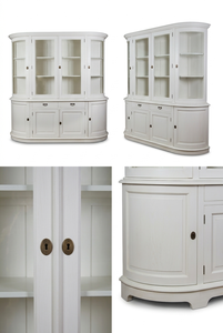 Vitrina Curva de Madera Maciza Ecológica y Duradera Daniel, Diseño Clásico Elegante, Acabado Blanco Natural para Salas de Estar - Product Image 5