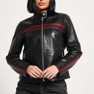 New Streetwear Style <b>Long</b> Sleeve Solid Color Women <b>Leather</b> <b>Jacket</b> Comfortable Fit Lightweight Women <b>Leather</b> <b>Jacket</b> - Product Image 2