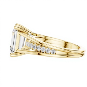 Luxury Diamond <b>Ring</b> <b>Emerald</b> shaped with Yellow Gold <b>Band</b> for Women Elegant Engagement Wedding Party Jewelry Gift for Her - Product Image 2