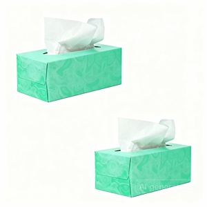 Caja de Pañuelos Faciales de 2 Capas, Material de Pulpa de Madera Virgen Suave, Forma Rectangular, Para Uso Doméstico, Empaquetado a Granel - Product Image 1