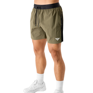 Shorts de course pour hommes, en maille unie, respirants, séchage rapide, légers, pour l'entraînement et le fitness, avec cordon de serrage, couleur olive - Product Image 3