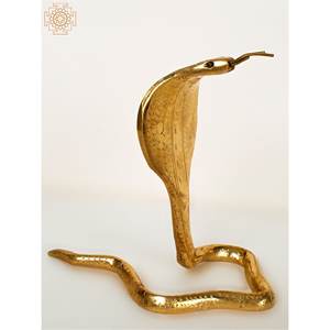 งานแฮนด์เมดรูปปั้นทองเหลือง Naag Devata ขนาด5นิ้วงานฝีมือของช่างฝีมือชาวอินเดียผลิตภัณฑ์ประติมากรรมที่ไม่เหมือนใคร - Product Image 2