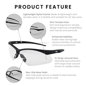Lightweight Protective Eyewear Polycarbonate Half Frame Anti-<b>Scratch</b> UV385 for Workers Exposed to Debris - Product Image 3